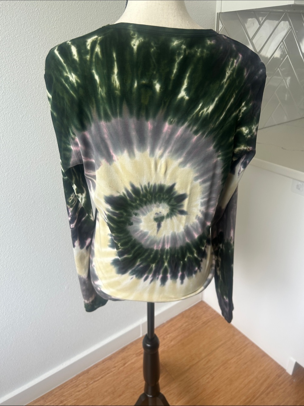 Zadig & Voltaire Tie-Dye Long Sleeve Graphic Top - Green, Cream & Purple - Picture 4 of 6